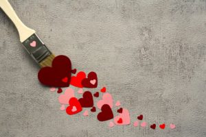 paint brush with hearts